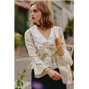 Miss Patina London Louisa Top Statement Collar Vintage Button Up Size 6